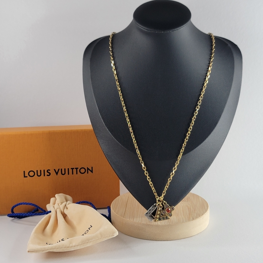 LOUIS VUITTON Pandanti Love Letters Necklace GP×Rhinestone×Silver - Picture 1 of 10